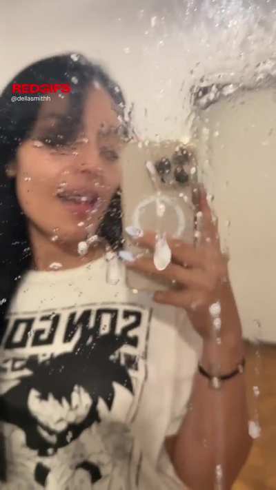 Accidentally drenched the mirror… or was it your face?