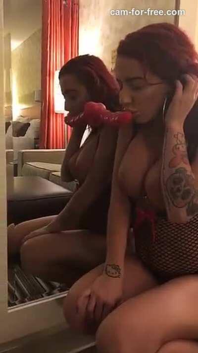 Playing with each other before plugging her friend