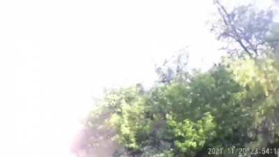 Ukrainian APC with troops riding on top hits mine (reportedly there were no casualties)