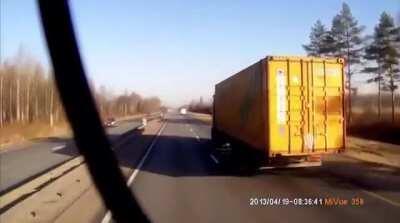 Tractor-trailers collide after one has tire blowout on the highway