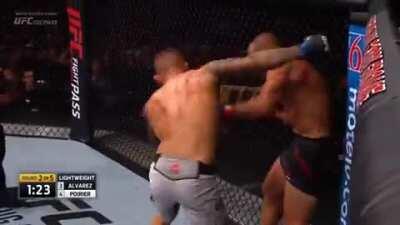 After being separated for an illegal elbow, Dustin Poirier returns the favor by finishing Eddie Alvarez with a powerful flurry and winning their rematch. Dustin is currently in negotiations to rematch Conor McGregor on January 23rd.