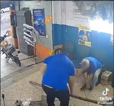 Hit twice at the mechanic shop