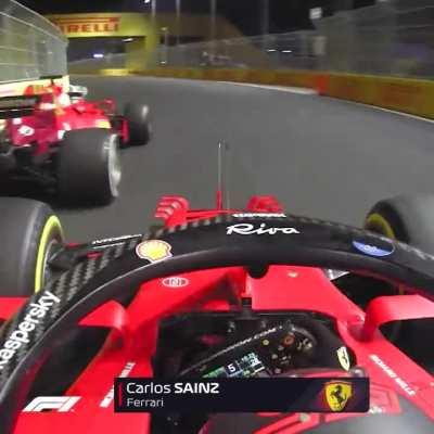 Sainz passes over Leclerc but Leclerc regains the position back off the track. Sainz: 