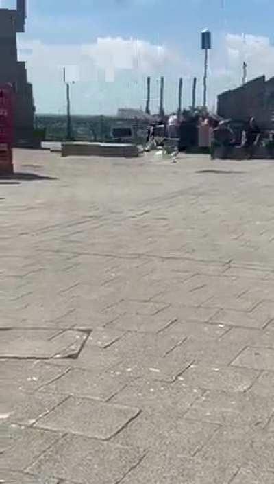 Nude & overweight guy screaming, wipes deuce juice all over face, thinks he’s flipping into pool but slams hard onto the concrete, then starts yelling for help because he thinks he’s drowning. There’s a lot to unpack here…