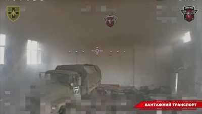 An FPV pilot of the Ukrainian 28th Separate Mechanized Brigade attacks Russian logistics in a warehouse with his fiber optic quads near Horlivka, Donetsk Oblast.