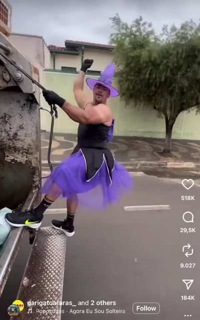 Brazilian bin man during Halloween