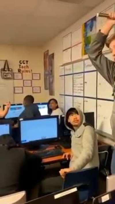 A bullier smashed a classmate’s head with a chair and laughed about it