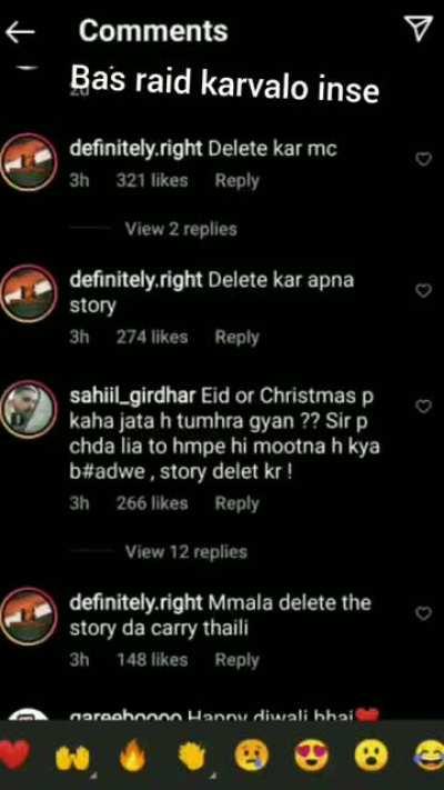 This is the same insta page which targetted rishu during Pelvis cc. Now he's raiding carry's insta with his right-winger army because he got offended by carry's story