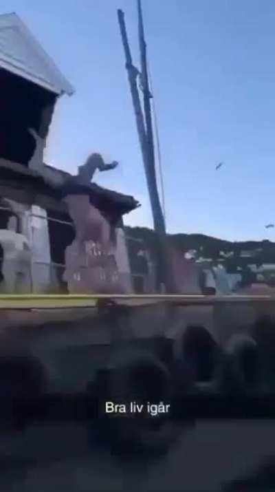 Jumping from a roof while drunk