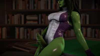 She-Hulk masturbates and ejaculates!