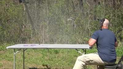 On 4/9/2021 gun channel host Kentucky Ballistics has hìs 50 caliber rifle explode in his face. A piece pierces his neck and lacerated his jugular. Failure was due to an old, faulty SLAP (Saboted Light Armor Penatrator) round.