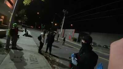 Live streamer requests 'medic' after fellow comrade assaults him for recording .. fellow comrades outside of ICE facility - Portland 6th October