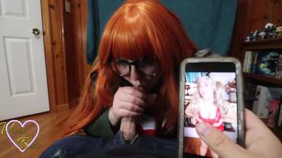 Looking at other girls while you get a blowjob