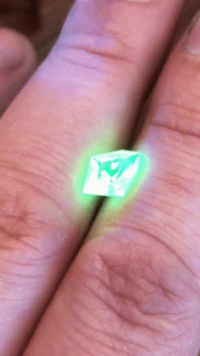 Uranium in this Hyalite Opal causes it to glow green when exposed to UV light.