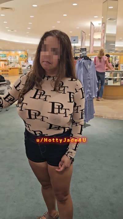 My titties in SHEER while shopping 