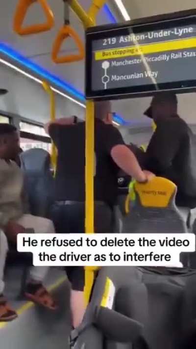 A man was removed from a bus in Manchester for filming a woman breastfeeding her baby and refused to delete the video.