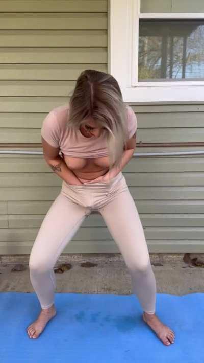 Through my yoga pants 🤭💦