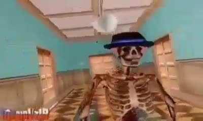 gracioso hombre esqueleto matando y cometiendo homicidio involuntario