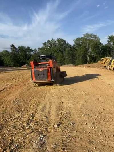 Not every day on the job has to be serious. Was there installing a steer axle on a dump truck, and the owner told my son he could drive whatever he wanted. He picked this.