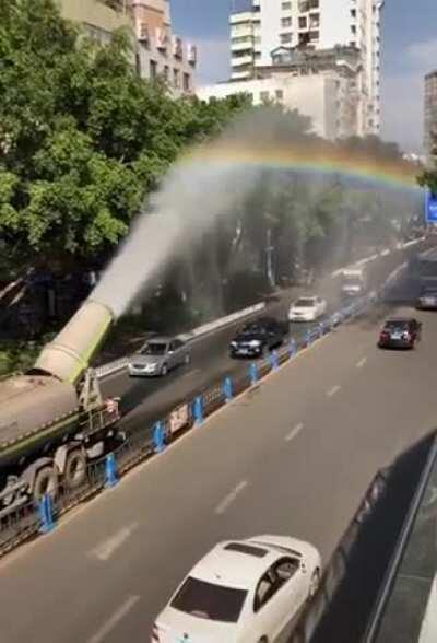 Truck spreading rainbow
