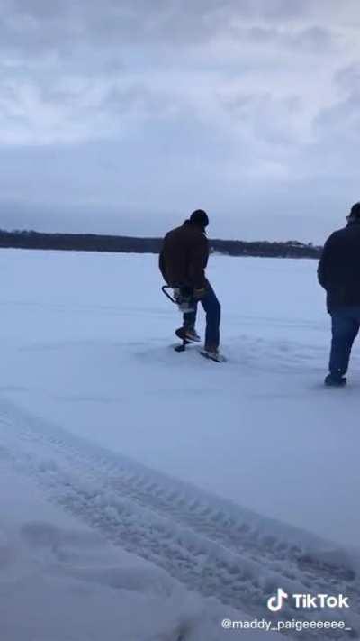 This guy ice fishing.