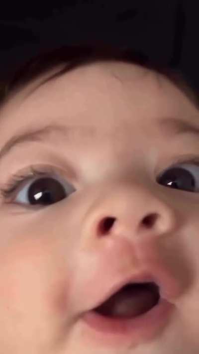 This is what it looks like when a baby discovers their voice