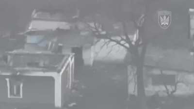 Russians hide in a building used for fuel storage, with predictable results. Video from 414th Strike UAV Brigade 
