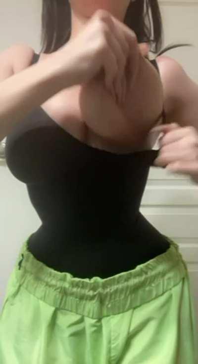 My bodysuit compliments my small waist but suffocates my natural huge boobs