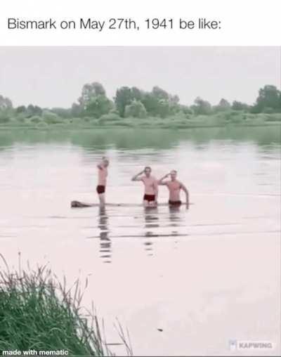 BISMARK NO LONGER IN MOTION, FORMER KING OF THE OCEAN