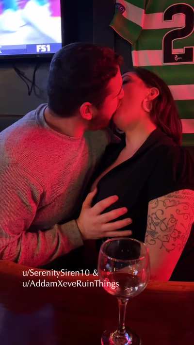 We’ve done the bedroom thing a hundred times. But watching him grope her tits in public while I made out with her husband...Way hotter.