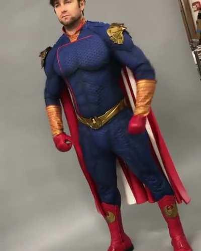 The first time Antony Starr wore Homelander's suit