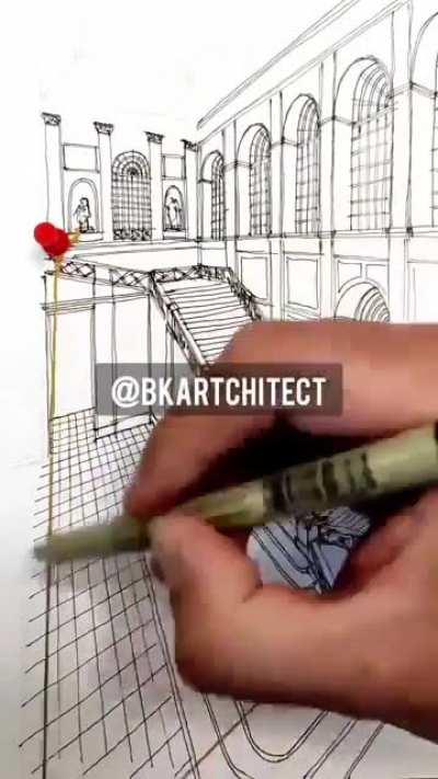 How to draw perspective using a push pin and string