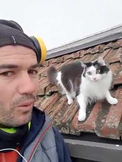 Startled by his mimicking voice