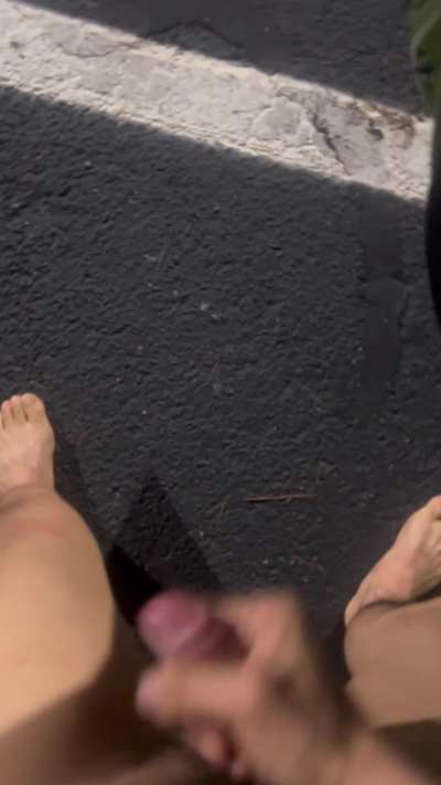 After work I went to my car to masturbate but this time I got out of my car to masturbate standing up out of the car and let all my cum cum on the ground parking lot!