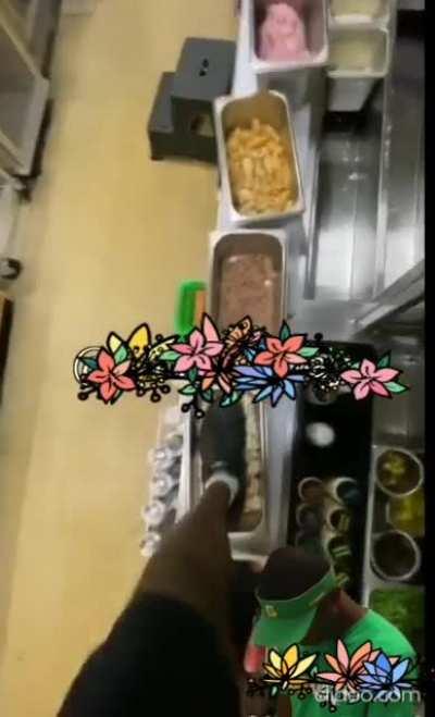 Subway Worker Walks on Food For Clout and Tags Himself Twice. (Usernames Censored).
