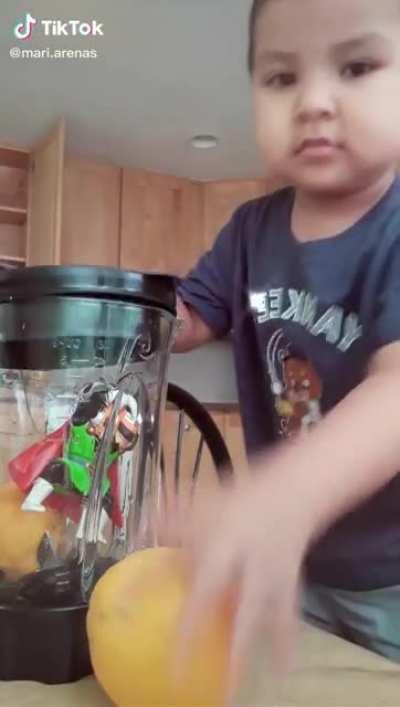 If he keeps practicing his blender noise, he could sing a cover of 