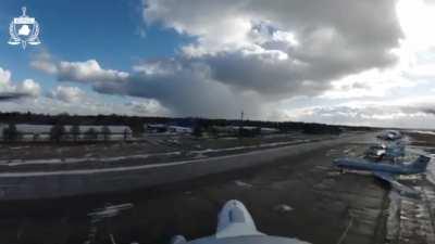 Belarusian partisan unit posted the full video of a recon drone landing onto a Russian AWACS A-50 Radome.