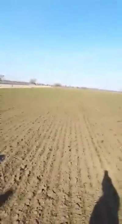 Near Kherson,Ukraine. Russian Soldier shot down an ambulance while transporting the seriously wounded. The ambulance burned down, the driver died, and the paramedic was injured.