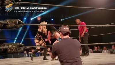 Katie Forbes carries Scarlett Bordeaux twice