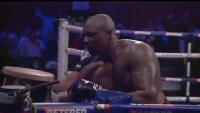 sports are fun. Boxer go across ring to get his opponent a stool to sit on after he knocks him out.