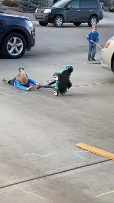 Hold my juice box while I mow the driveway!