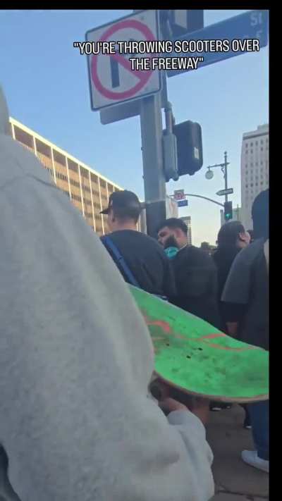 Throwing scooters onto the freeway