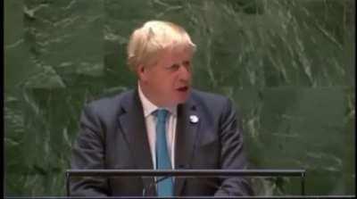 British Prime Minister Boris Johnson calls on the world to follow the example of Prime Minister Imran Khan and Pakistan in planting 10 Billion Trees during his speech at the United Nations