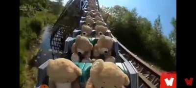Stuffed bears riding a roller coaster in the Netherlands