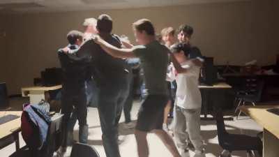 Power outage + high school engineering students = conga line!