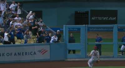 [Highlight] [Highlight] Chris Taylor hits a ball, fan muffs the catch, and review ultimately turns a double into his 10th homer of the year