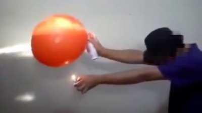 Filling a balloon with flammable gas... and lighting it on fire!