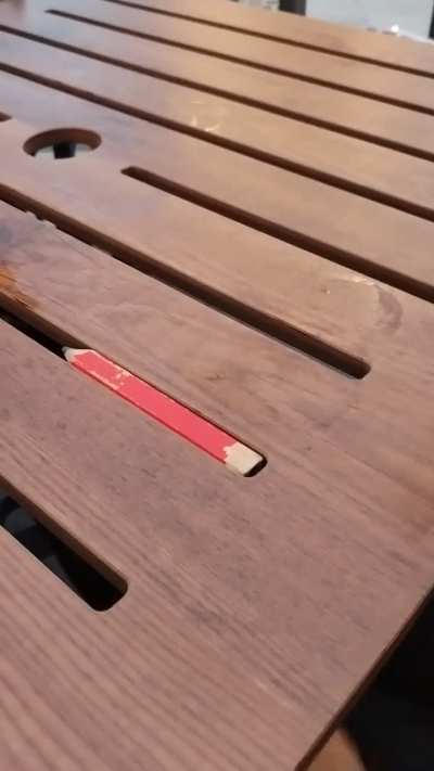 Carpenter's pencil in a Wetherspoons table.