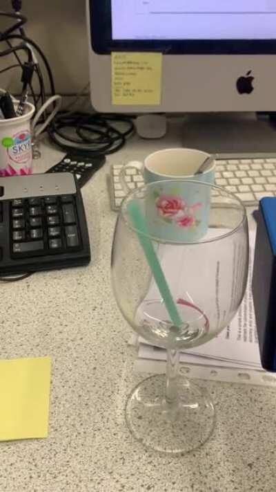 The resonant frequency of the glass...being played back to it, making the glass vibrate more, and more