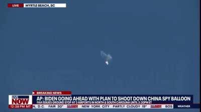 Chinese spy balloon just shot down off the coast of the Carolinas